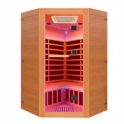 Home Infrared Sauna Designed for Wellness Recovery, 2180W Heating, Hemlock Wood, Bluetooth Speakers, LED Lights