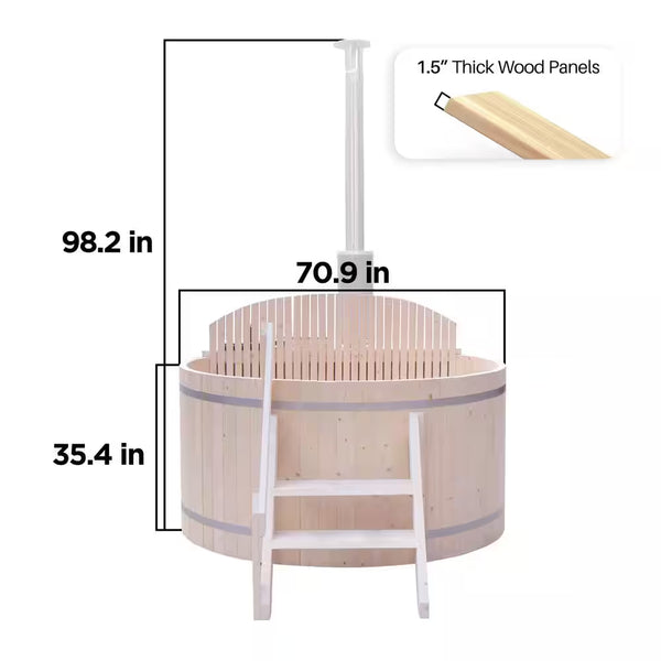 Wood Fired Hot Tub Designed for Dual Therapy, 5-Person Capacity, Internal Stove, Pine Construction