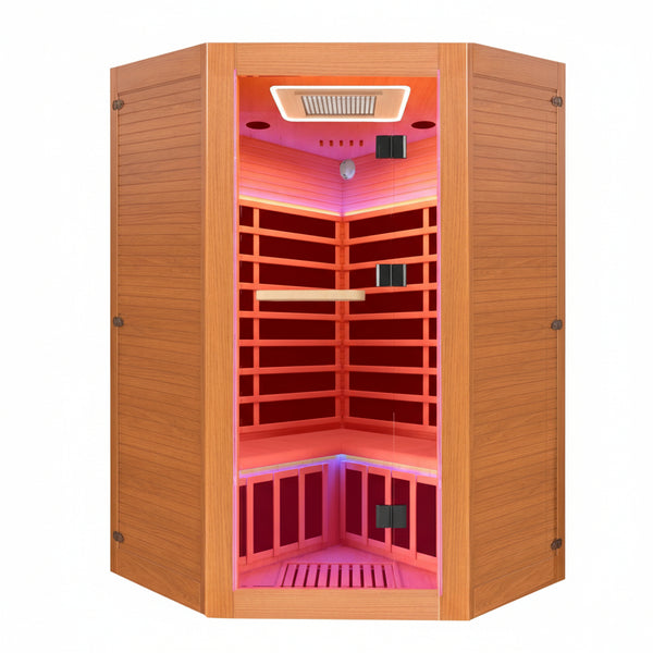 Home Infrared Sauna Designed for Wellness Recovery, 2180W Heating, Hemlock Wood, Bluetooth Speakers, LED Lights