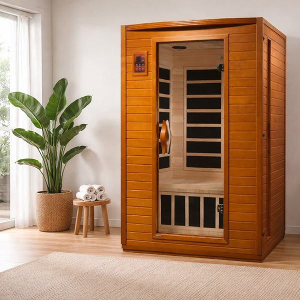 Infrared Sauna Built for Home Wellness, 2-Person Capacity, Canadian Hemlock Wood, Low EMF Carbon Panels