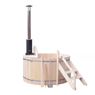 Wood Fired Hot Tub Designed for Dual Therapy, 5-Person Capacity, Internal Stove, Pine Construction