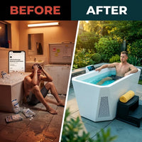 Cold Plunge Hot Tub Built for Recovery, 37°F to 102°F Range, Balboa Chiller System, 61 Gallon Capacity — Before & After